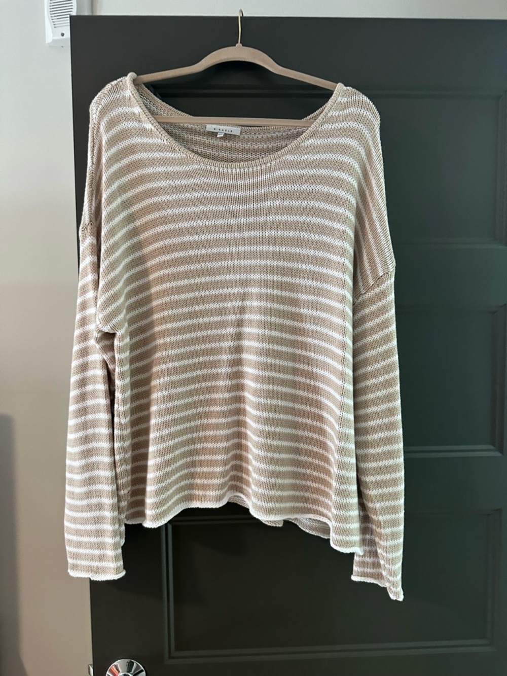 Lightweight Striped Knit Sweater in Beige and White